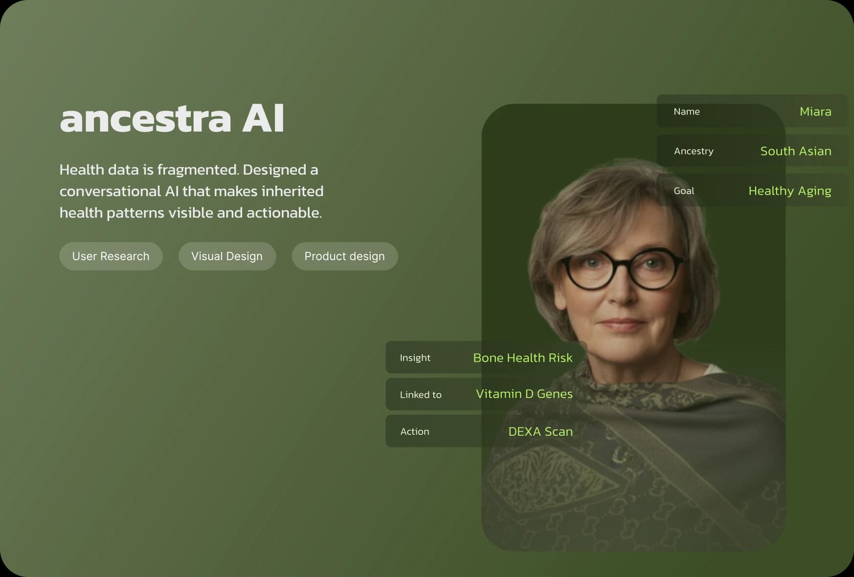 ancestra AI — Health data was fragmented and impersonal. Created a conversational AI that makes inherited patterns visible and actionable.