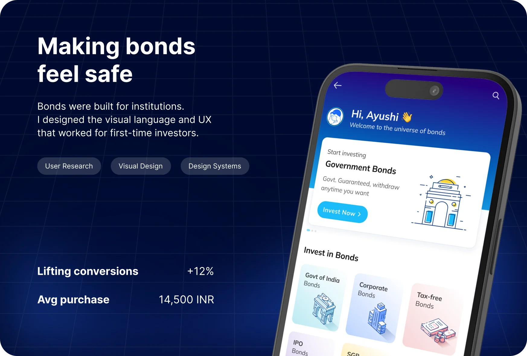 Paytm Bonds App — Bonds in India had high barrier to entry.
Created a visual language and design system that made bonds as intuitive as stocks.