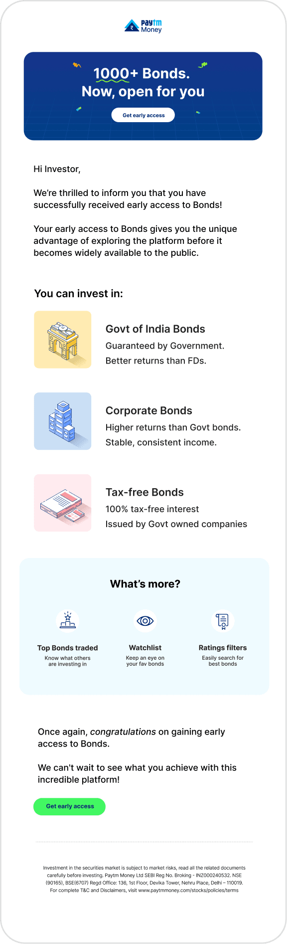 Launch emailer — 1000+ Bonds, now open for you, with the three bond types you can invest in