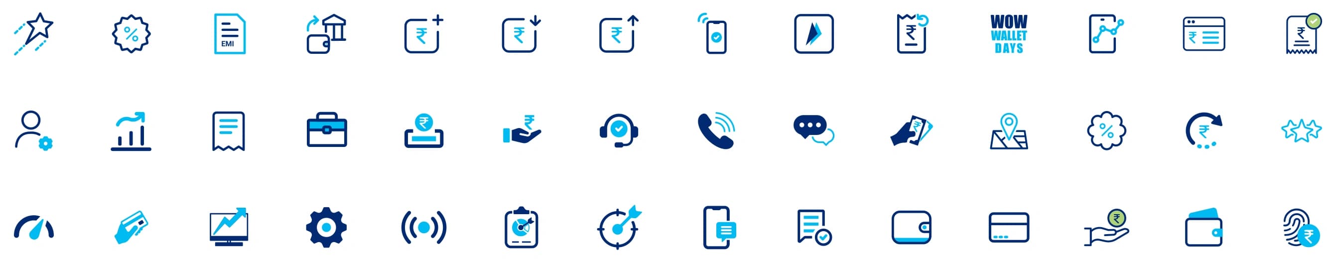 Complete icon library with 40+ custom financial icons