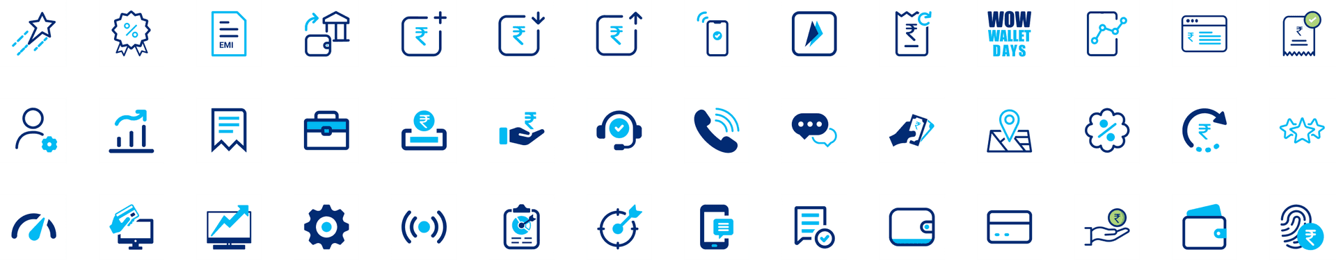 Complete icon library with 40+ custom financial icons