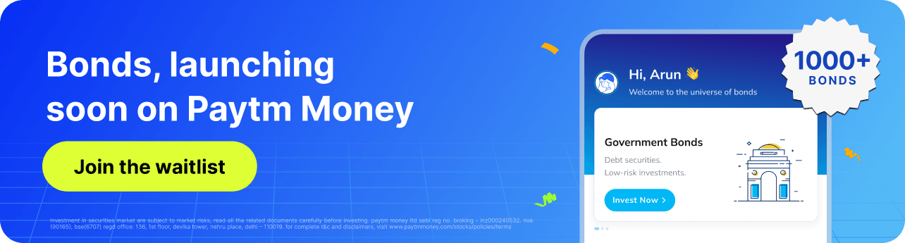 Wide banner — Bonds, launching soon on Paytm Money, join the waitlist