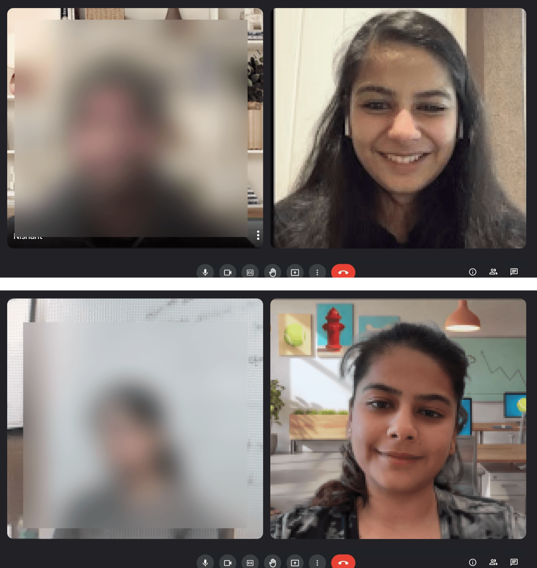 Screenshots from remote video-call user interviews conducted for research