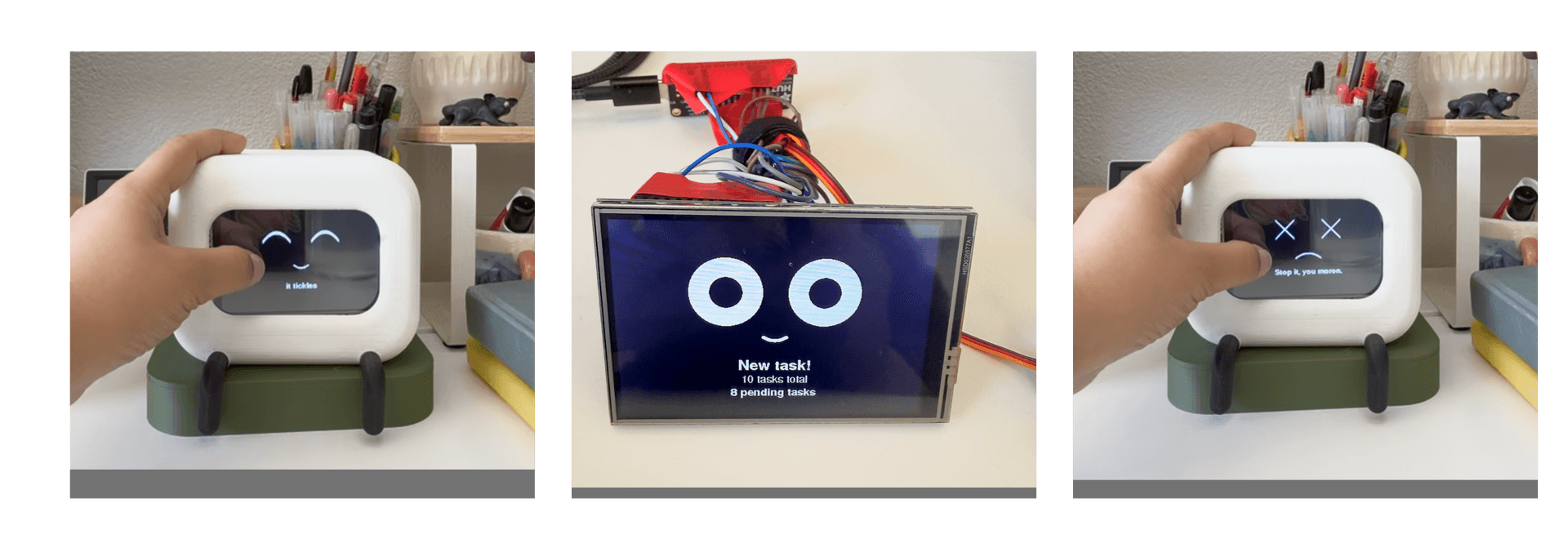 Shi+ne hardware showing three eye states