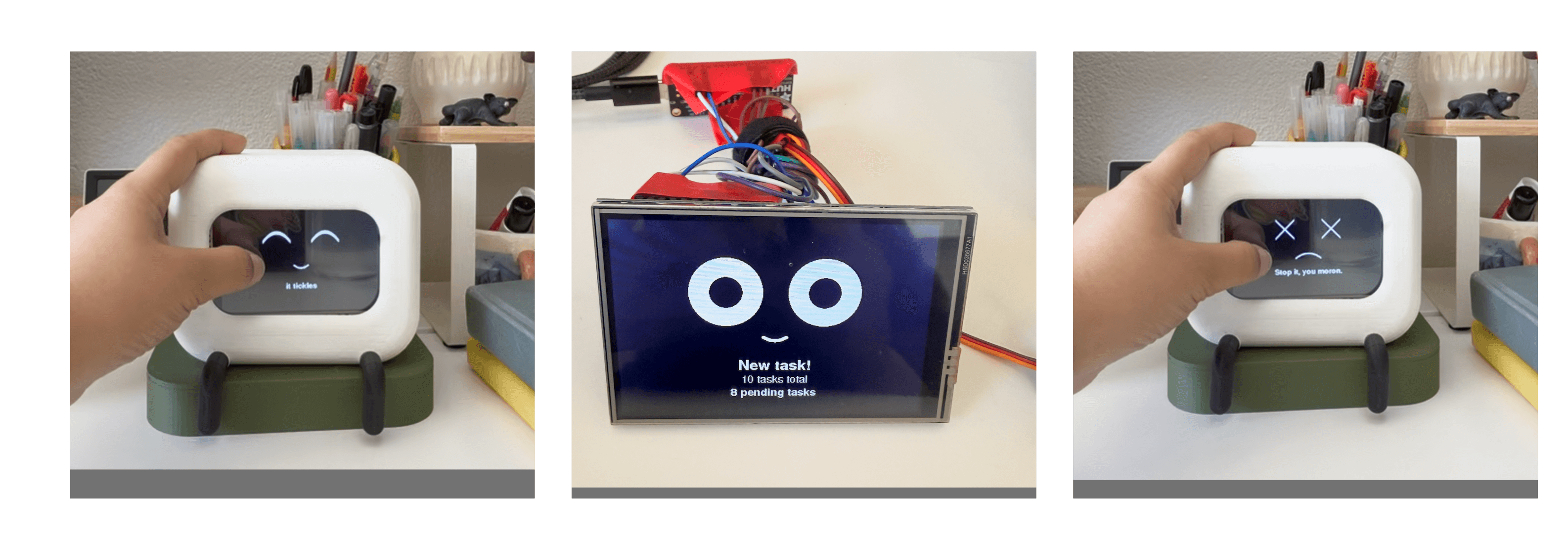 Shi+ne hardware showing three eye states