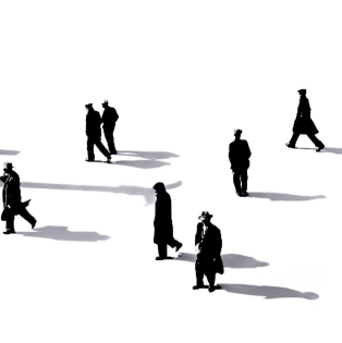 People scattered at varying proximities in a real-world space